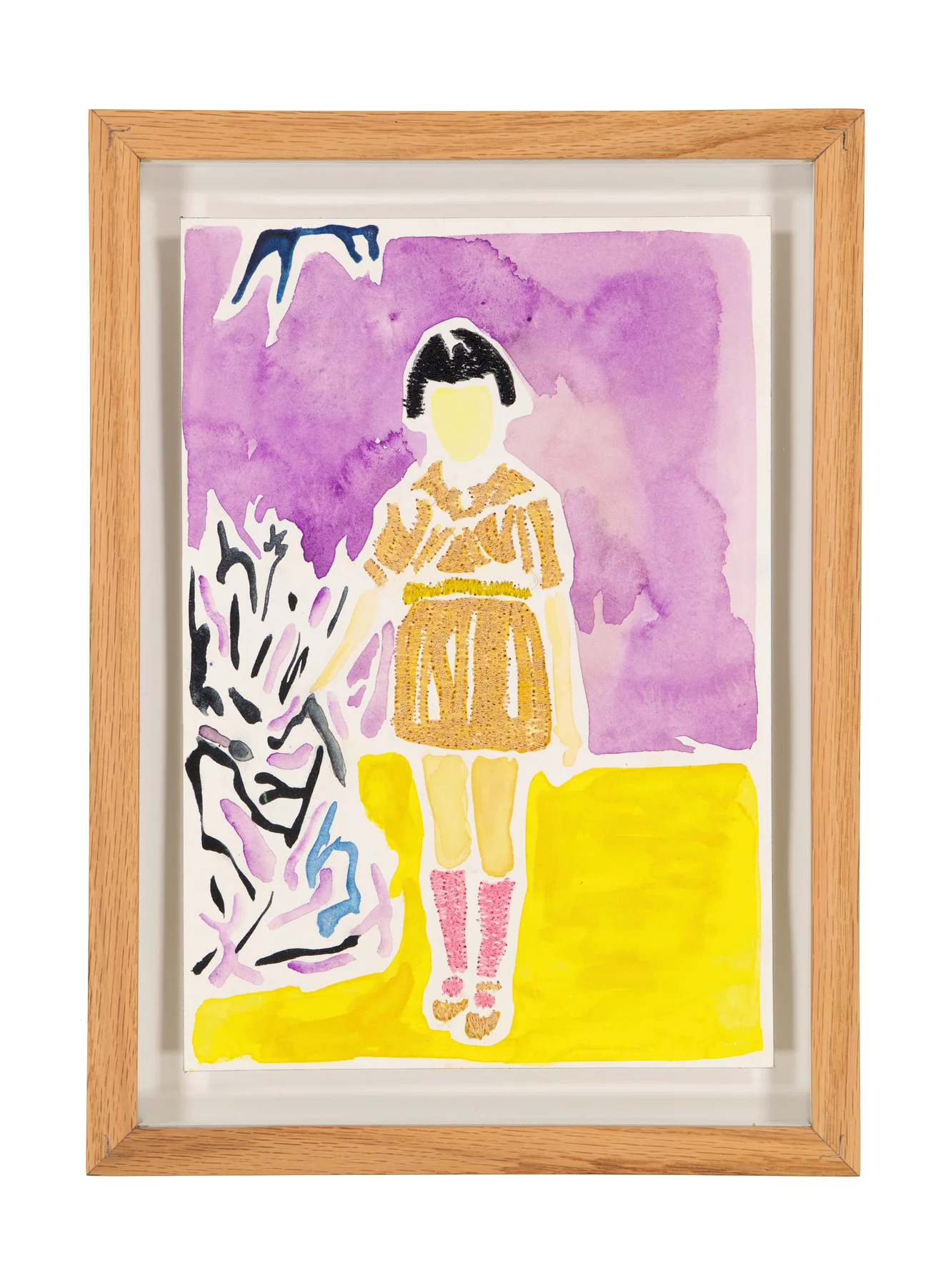 Tendres Boutons 14, 2024. Watercolor and embroidery on Arches paper. 18 x 26 cm. Margaux Derhy