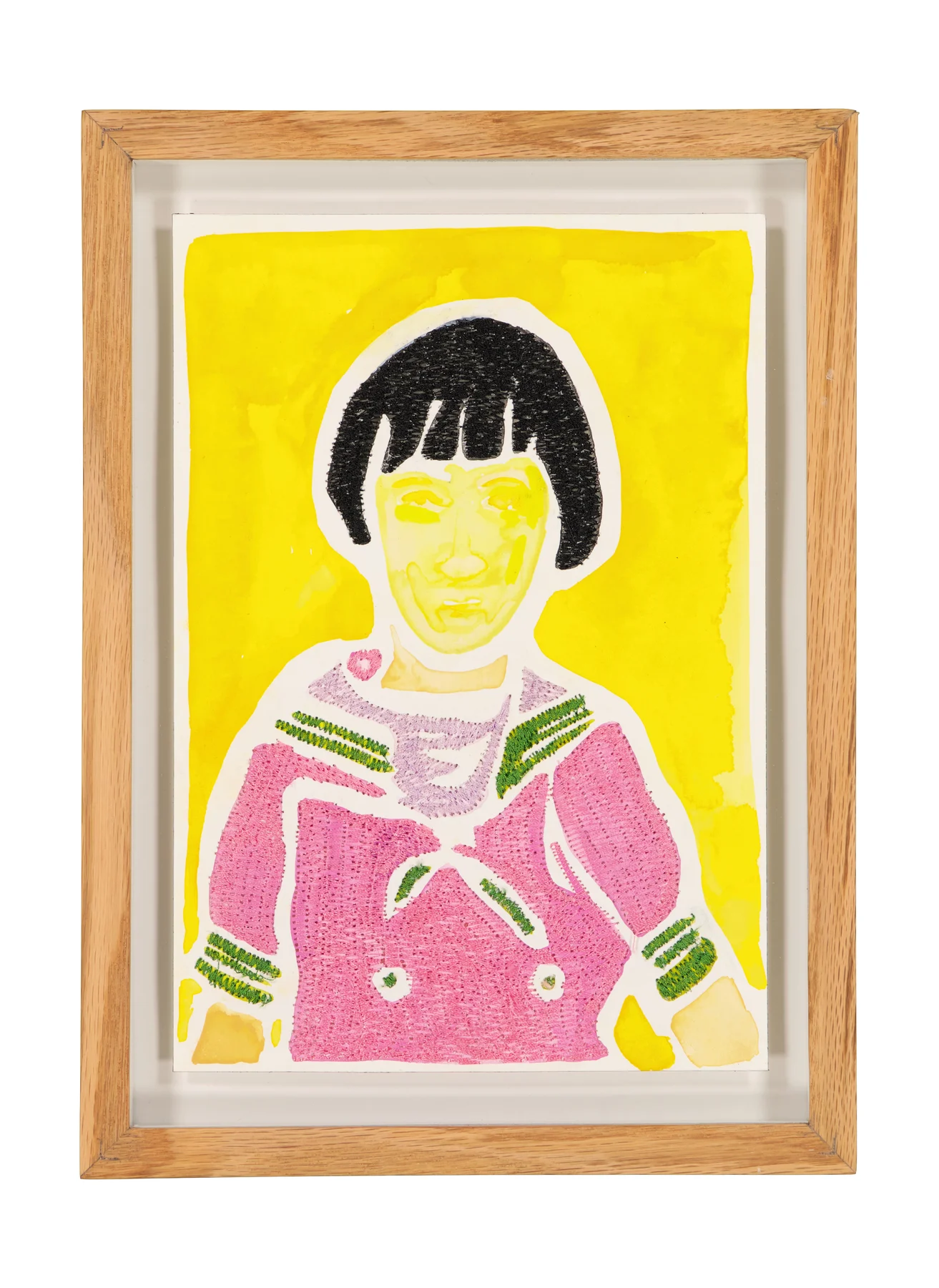 Tendres Boutons 10, 2024. Watercolor and embroidery on Arches paper. 18 x 26 cm. Margaux Derhy
