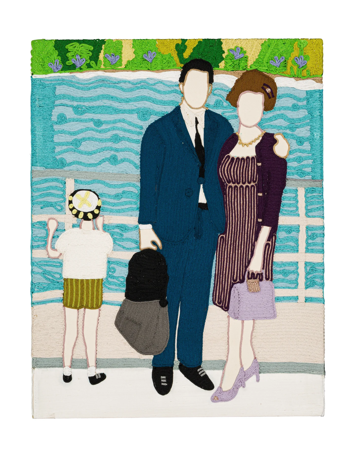 Archive de la tendresse masculine - To the one I love 4, 2025. Sfiffa embroidered by hand on cotton. 70 x 90 cm. Margaux Derhy