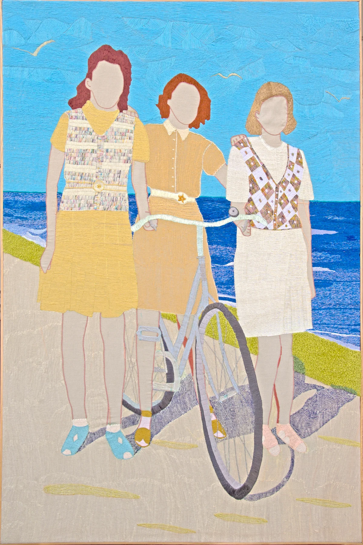 Du silence à l'horizon, 2024. Embroidery by hand on linen. 112 x 172cm. Margaux Derhy