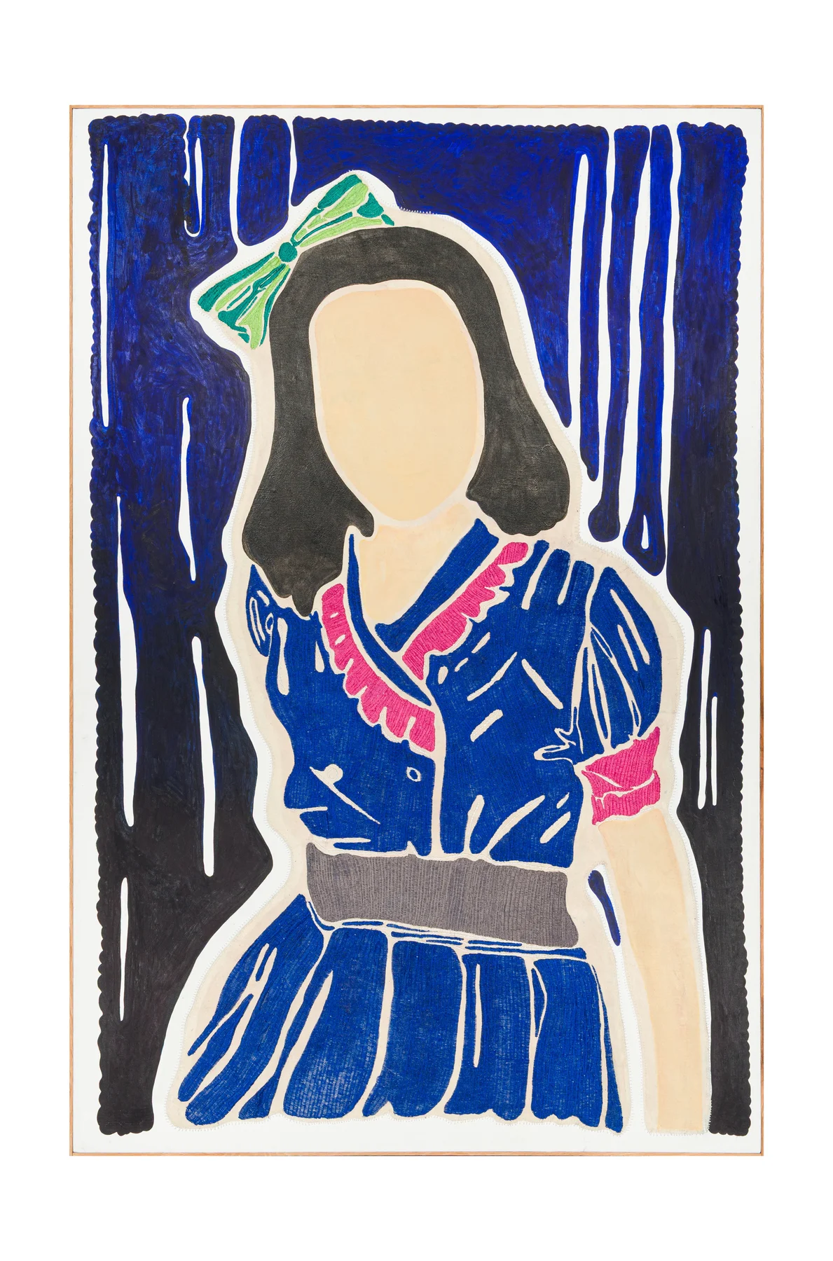 Studio Mogador 1947 - Régine enfant, 2025. Embroidery and painting on cotton. 114 x 170 cm. Margaux Derhy