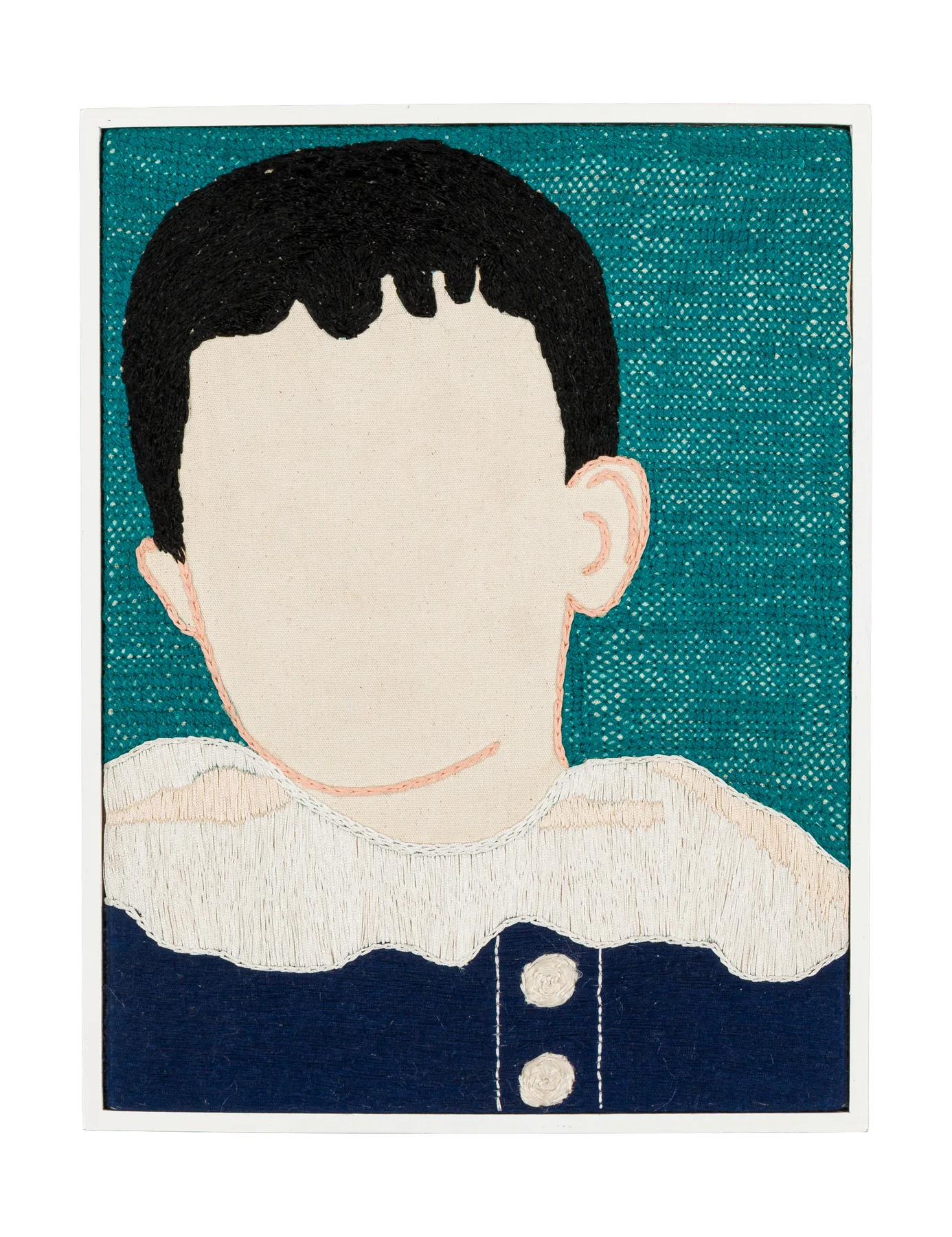 Mères Souveraines - Petit garçon, 2025. Embroidery by hand on cotton. 24 x 31 cm. Margaux Derhy