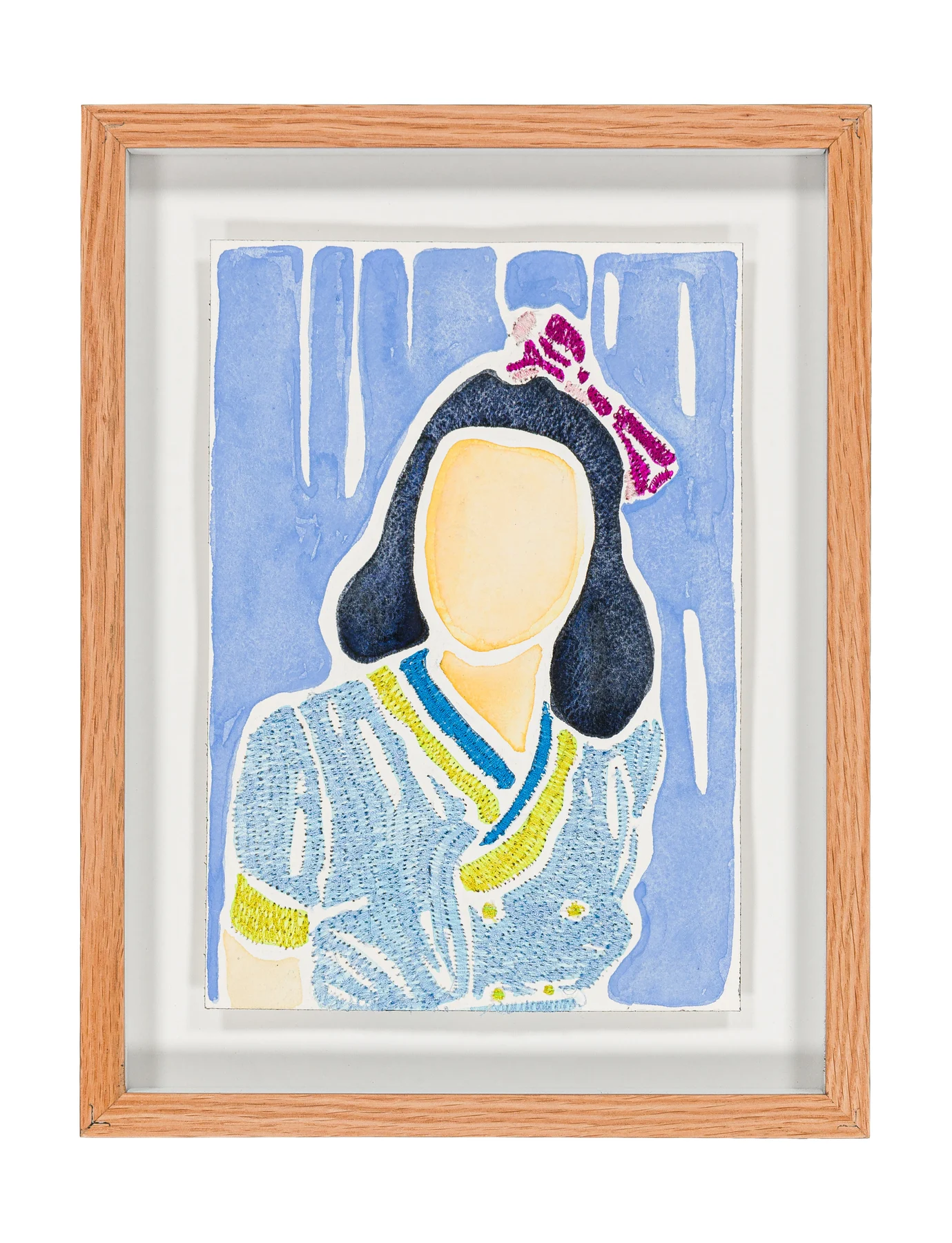 Studio Mogador 1947 - Signe 4, 2025. Watercolor and embroidery on Arches paper. 24 x 35 cm. Margaux Derhy