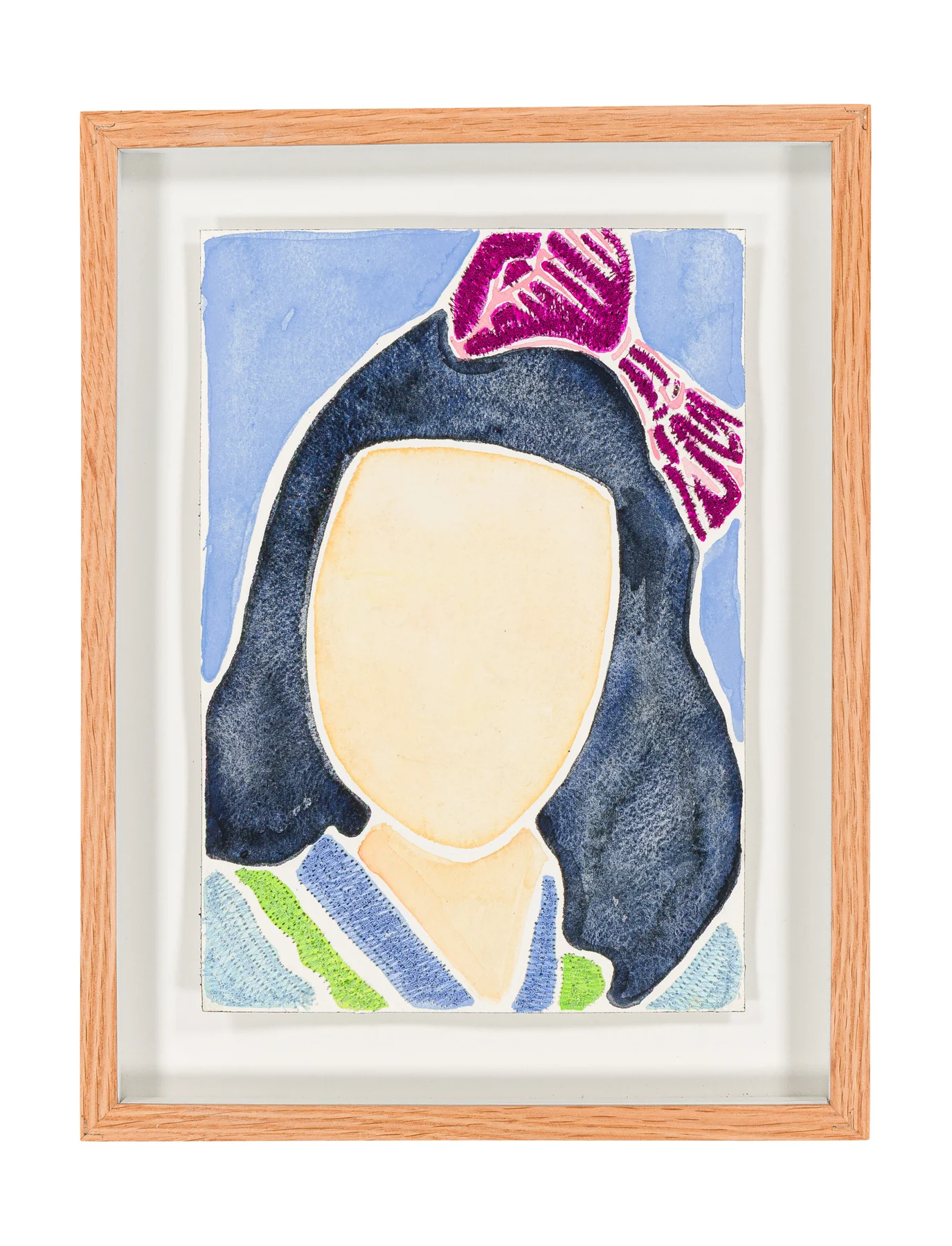 Studio Mogador 1947 - Signe 8, 2025. Watercolor and embroidery on Arches paper. 24 x 35 cm. Margaux Derhy