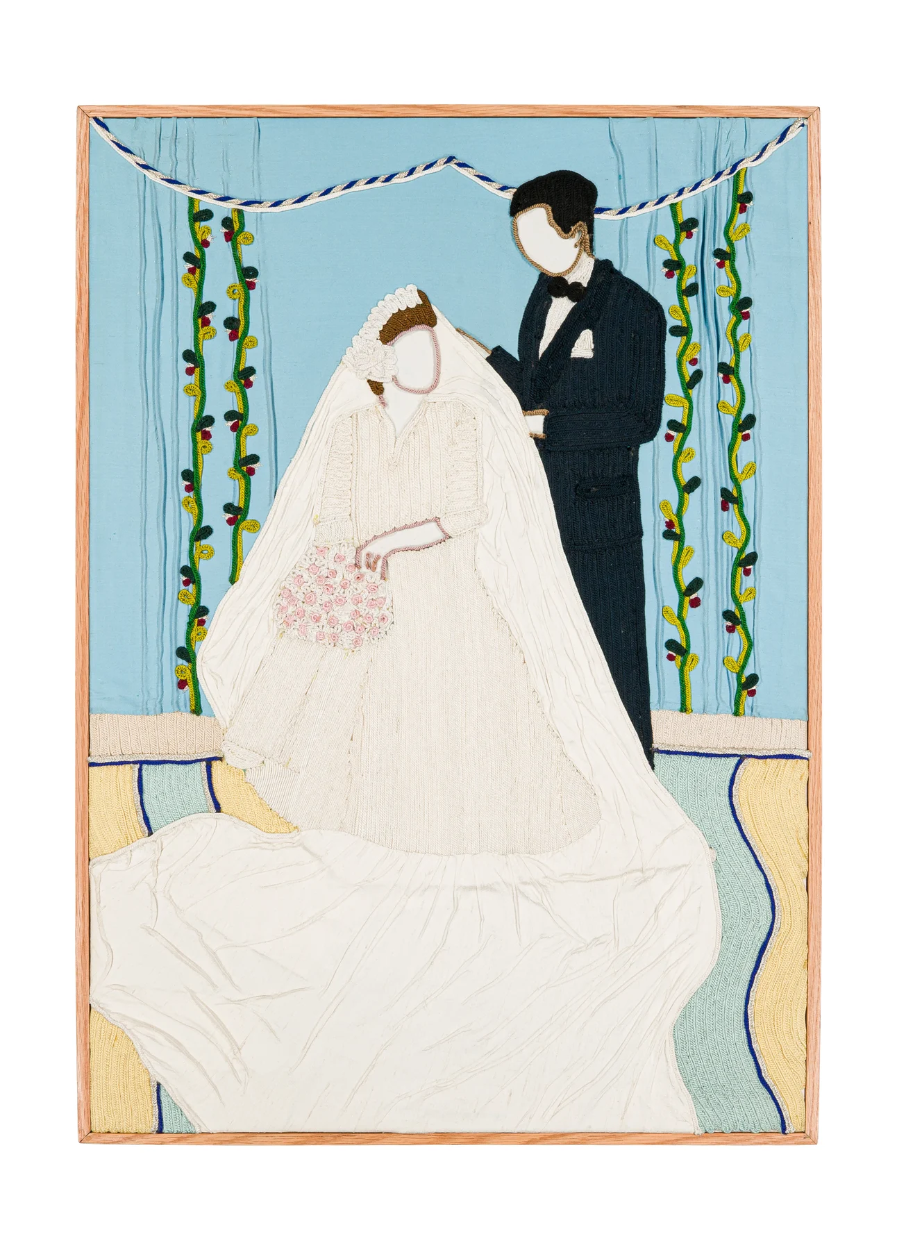 Archives de la tendresse masculine - De vous à moi, 2026. Sfiffa embroidered by hand on cotton. 62 x 86 cm. Margaux Derhy