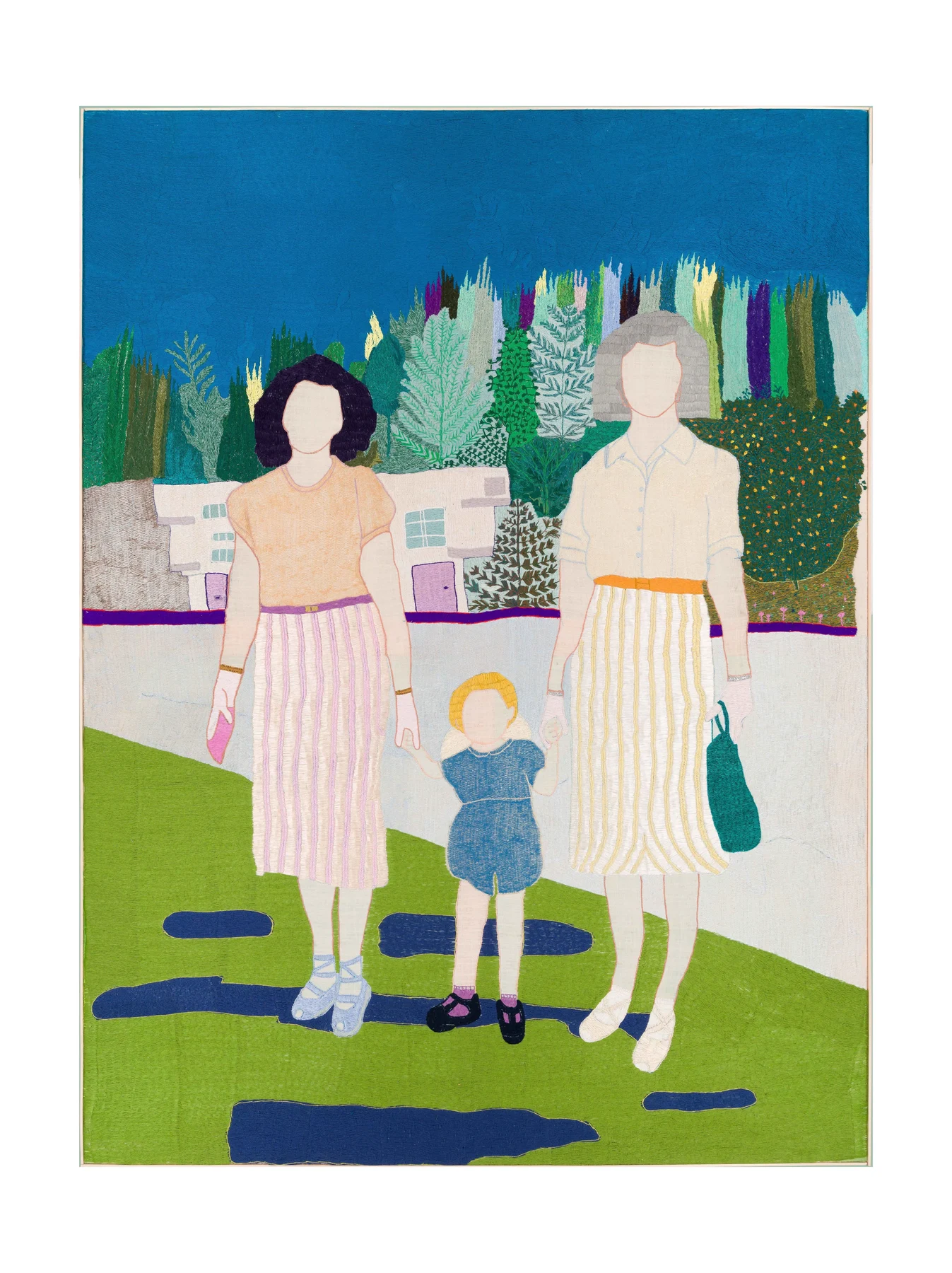 Peut-être à Casablanca, 2023. Embroidery by hand on linen. 140 x 190 cm. Margaux Derhy