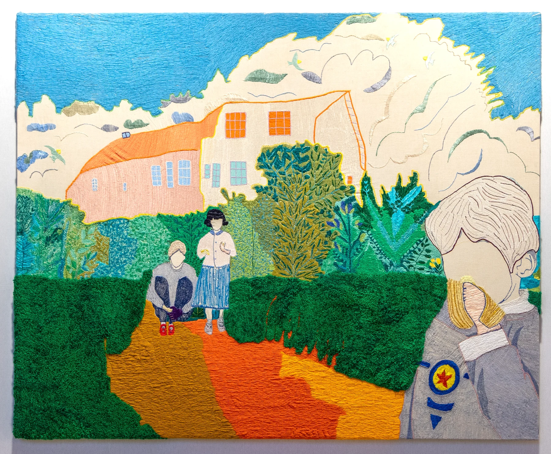 Poésie Pastorale, 2023. Embroidery by hand on cotton. 157 x 126 cm. Margaux Derhy
