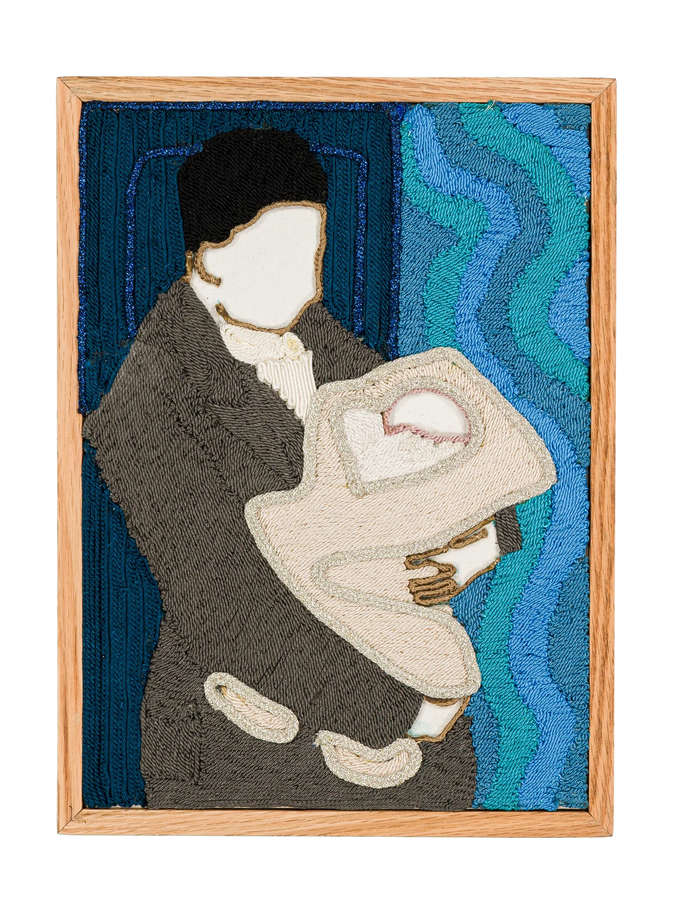 Archives de la tendresse masculine - Celui qui me protège 1, 2026. Sfiffa embroidered by hand on cotton. 24 x 32 cm. Margaux Derhy