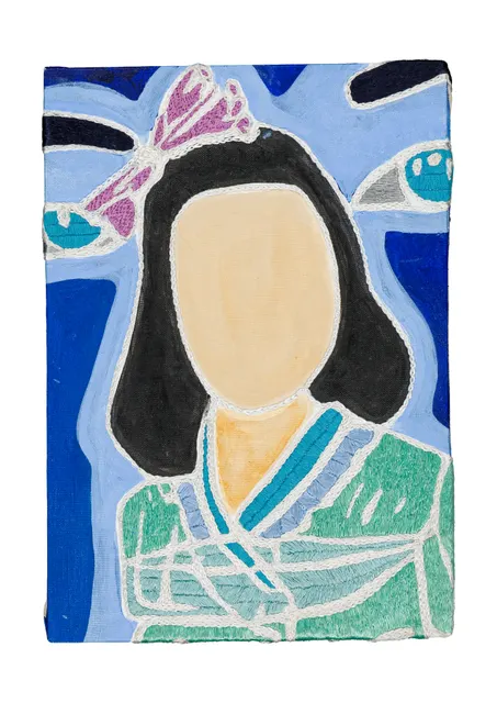 Studio Mogador 1947 - Prélude 2, 2025. Painting and Embroidery on cotton. Margaux Derhy