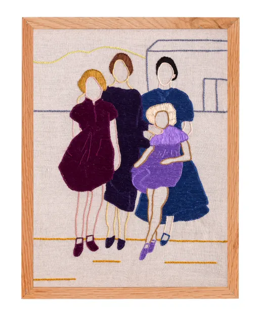 Girlfriends, 2024. Embroidery by hand on linen. Margaux Derhy