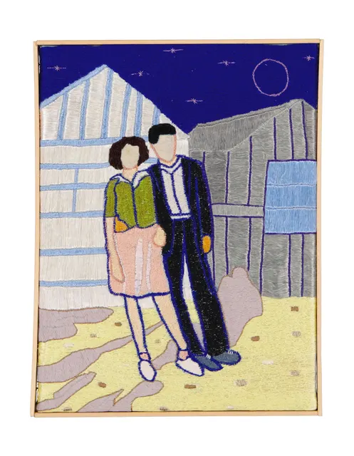 Dans les bras d'Essaouira, 2023. Embroidery by hand on linen. Margaux Derhy