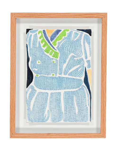 Studio Mogador 1947 - Signe 3, 2025. Watercolor and embroidery on Arches paper. Margaux Derhy