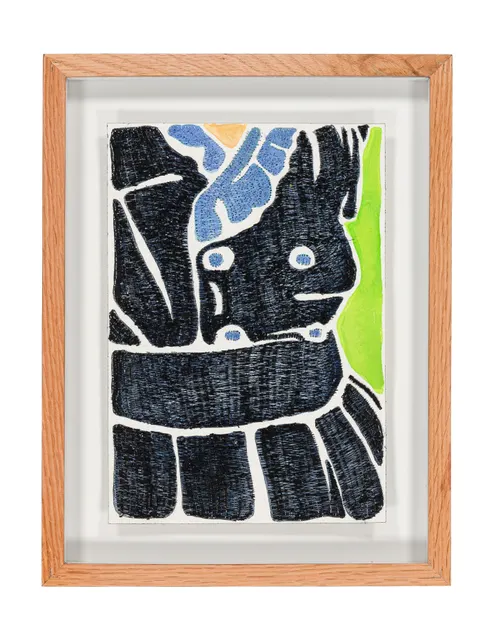 Studio Mogador 1947 - Signe 2, 2025. Watercolor and embroidery on Arches paper. Margaux Derhy