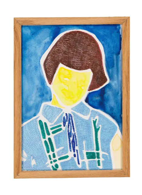 A mother's solace 7, 2024. Watercolor, ink and embroidery on paper. Margaux Derhy