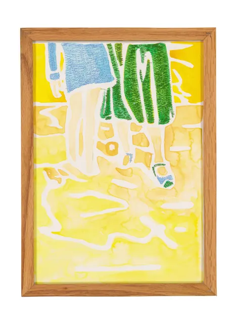A mother's solace 3, 2024. Watercolor, ink and embroidery on paper. Margaux Derhy