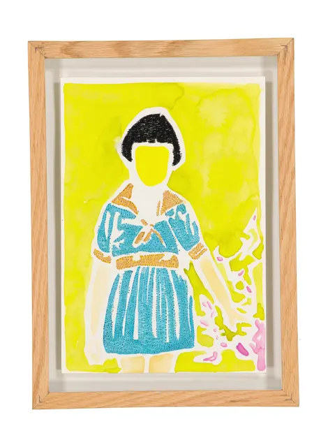 Tendres Boutons 11, 2024. Watercolor and embroidery on Arches paper. Margaux Derhy