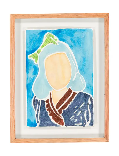 Studio Mogador 1947 - Signe 5, 2025. Watercolor and embroidery on Arches paper. Margaux Derhy