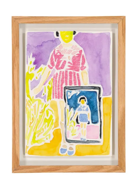 Tendres Boutons 13, 2024. Watercolor and embroidery on Arches paper. Margaux Derhy