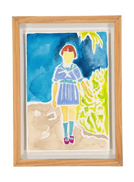 Tendres Boutons 6, 2024. Watercolor and embroidery on Arches paper. Margaux Derhy