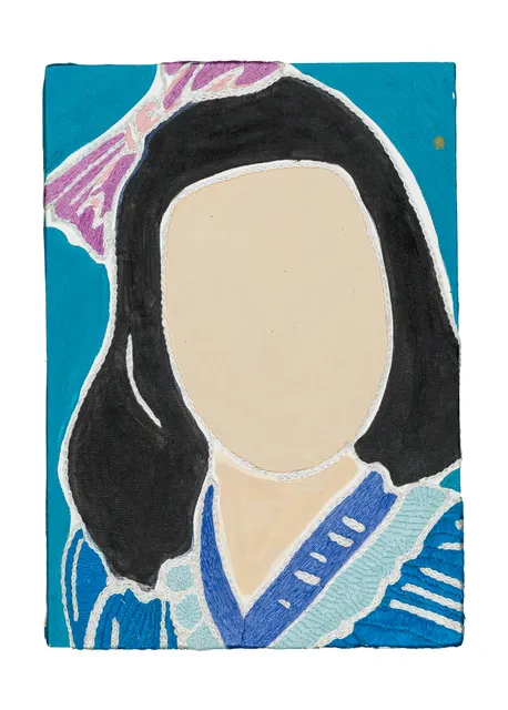 Studio Mogador 1947 - Prélude 1, 2025. Painting and Embroidery on cotton. Margaux Derhy